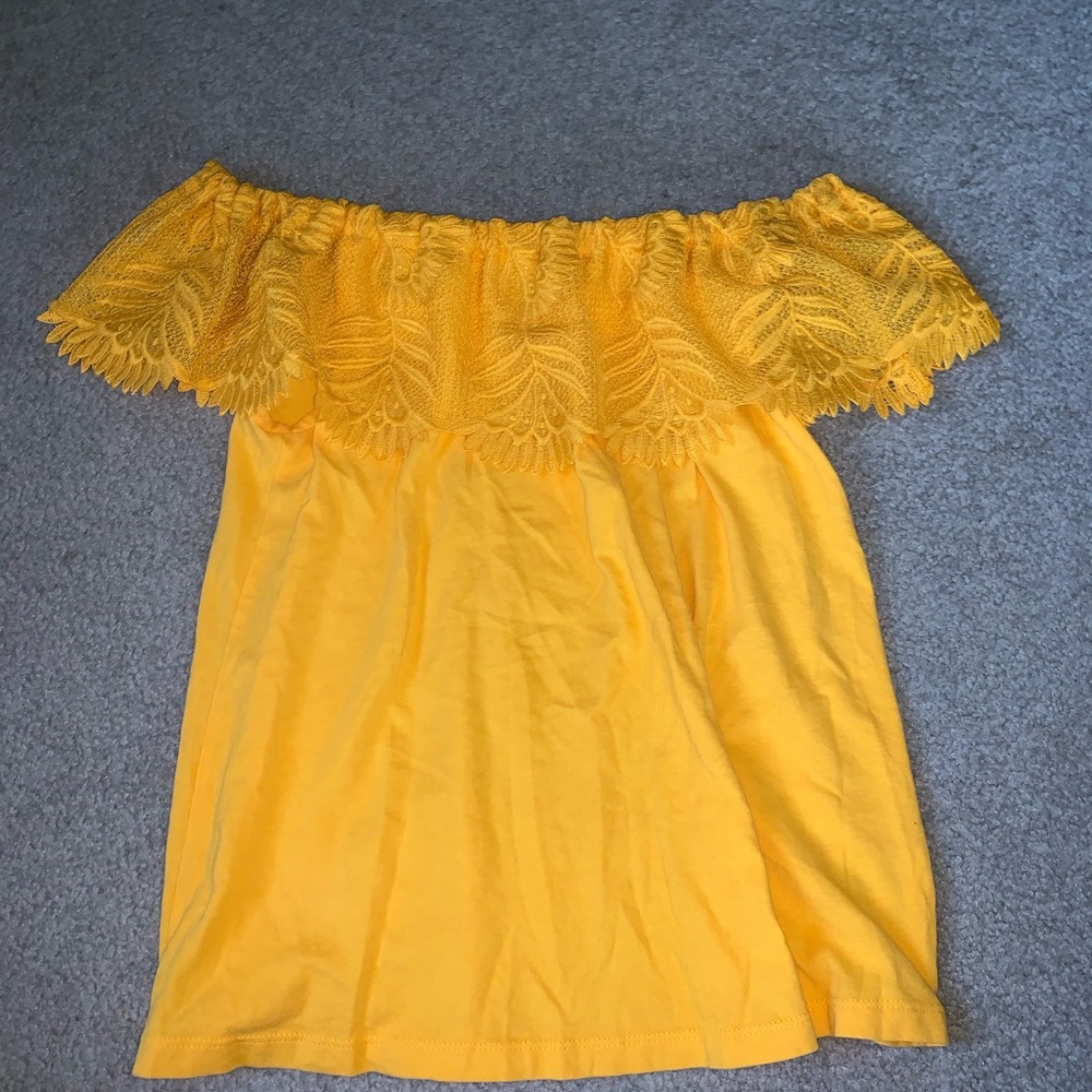 Yellow off the shoulder shirt